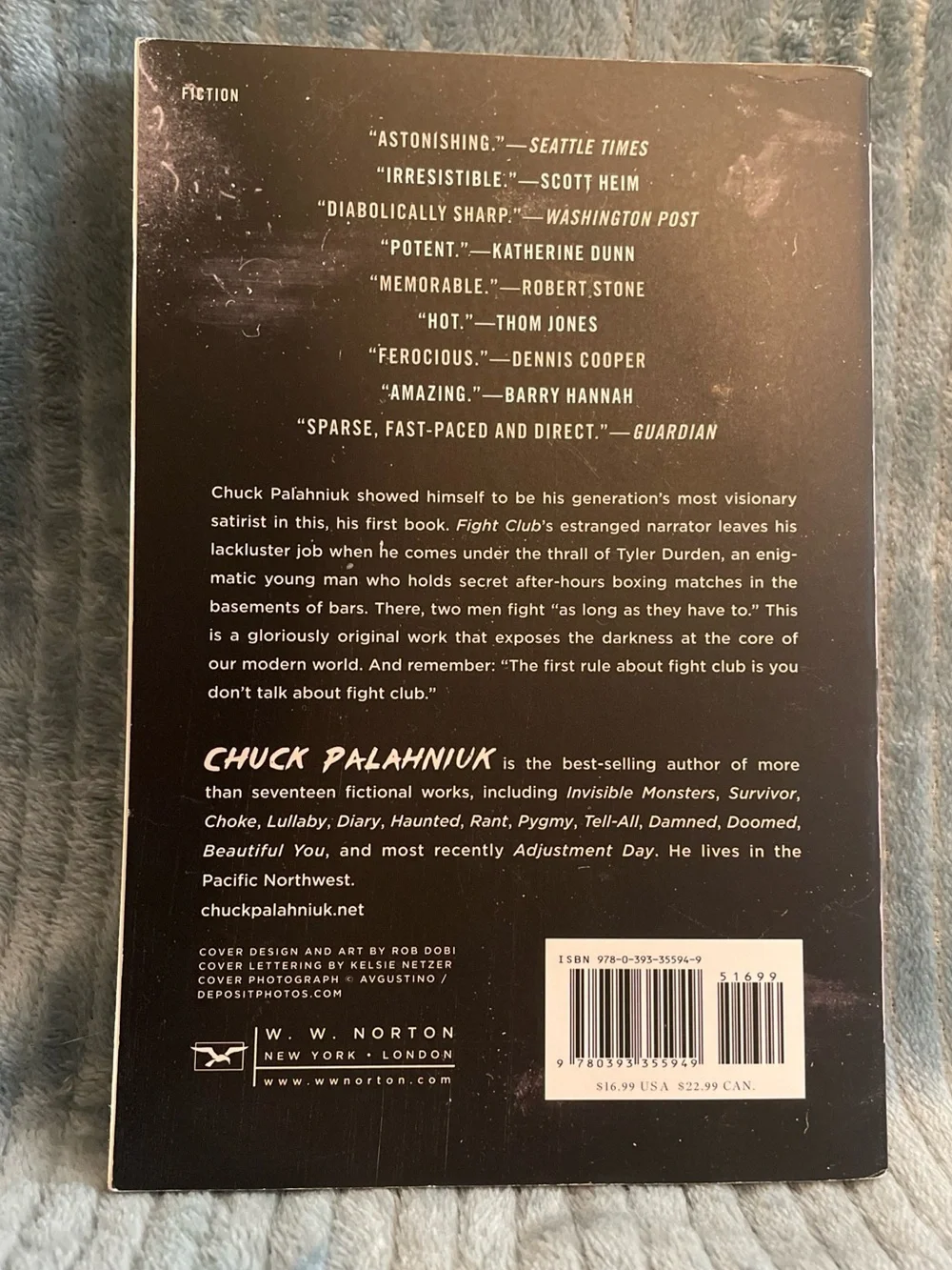 Fight Club by Chuck Palahniuk Paperback Fiction Novel In English W. W. Norton